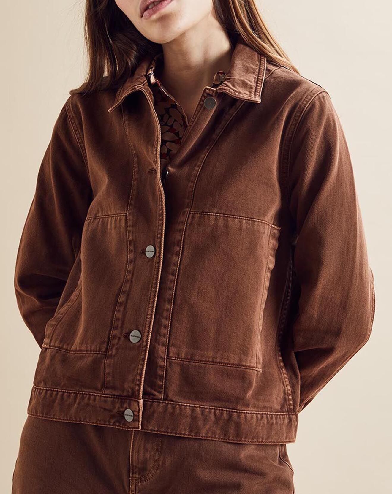 Chloé Stora Veste en jean Up marron