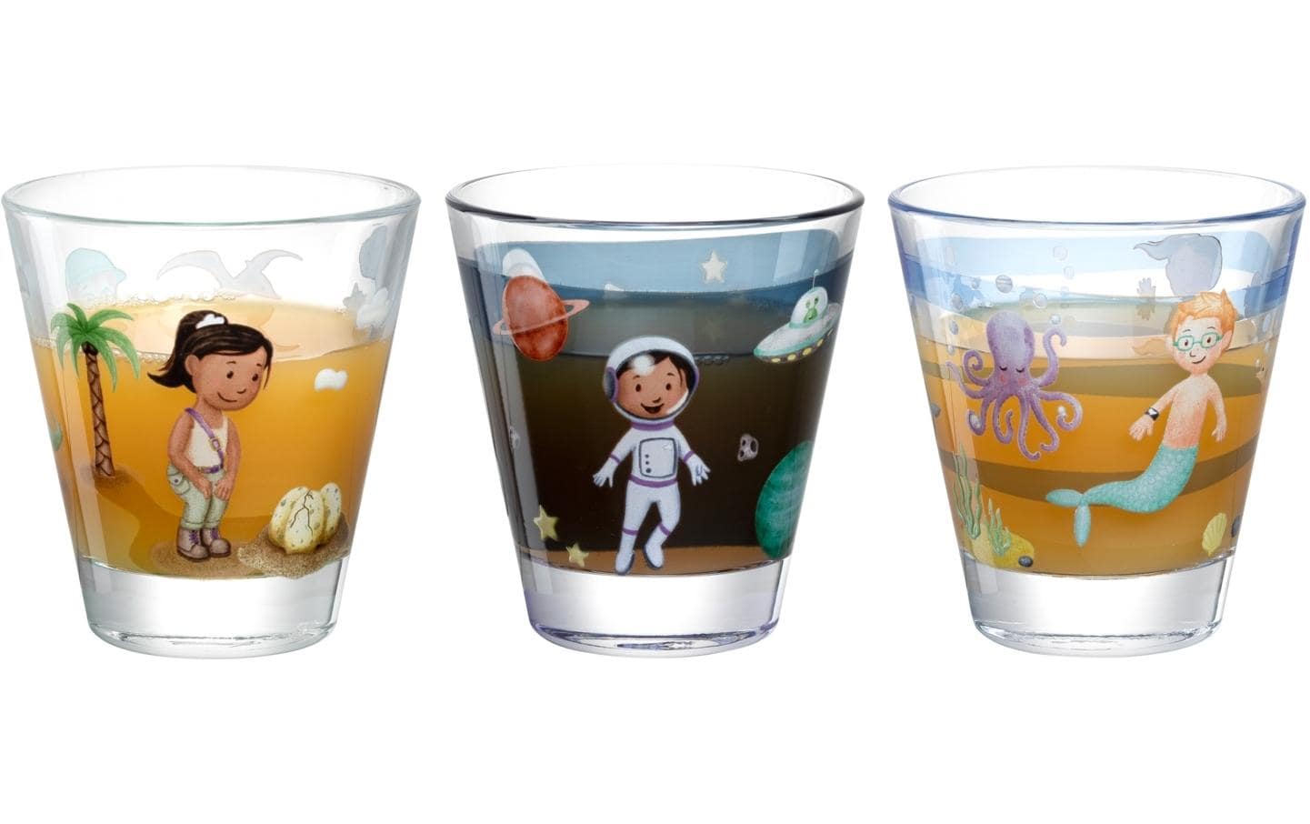 Kindertrinkglas Avventura 215 ml, 6 Stück, AssortiertTrinkglas-Set für Kinder