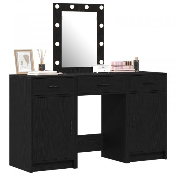 vidaXL Conjunto de 3 Carvalho Preto Mdf Médio Espelho - 329833751