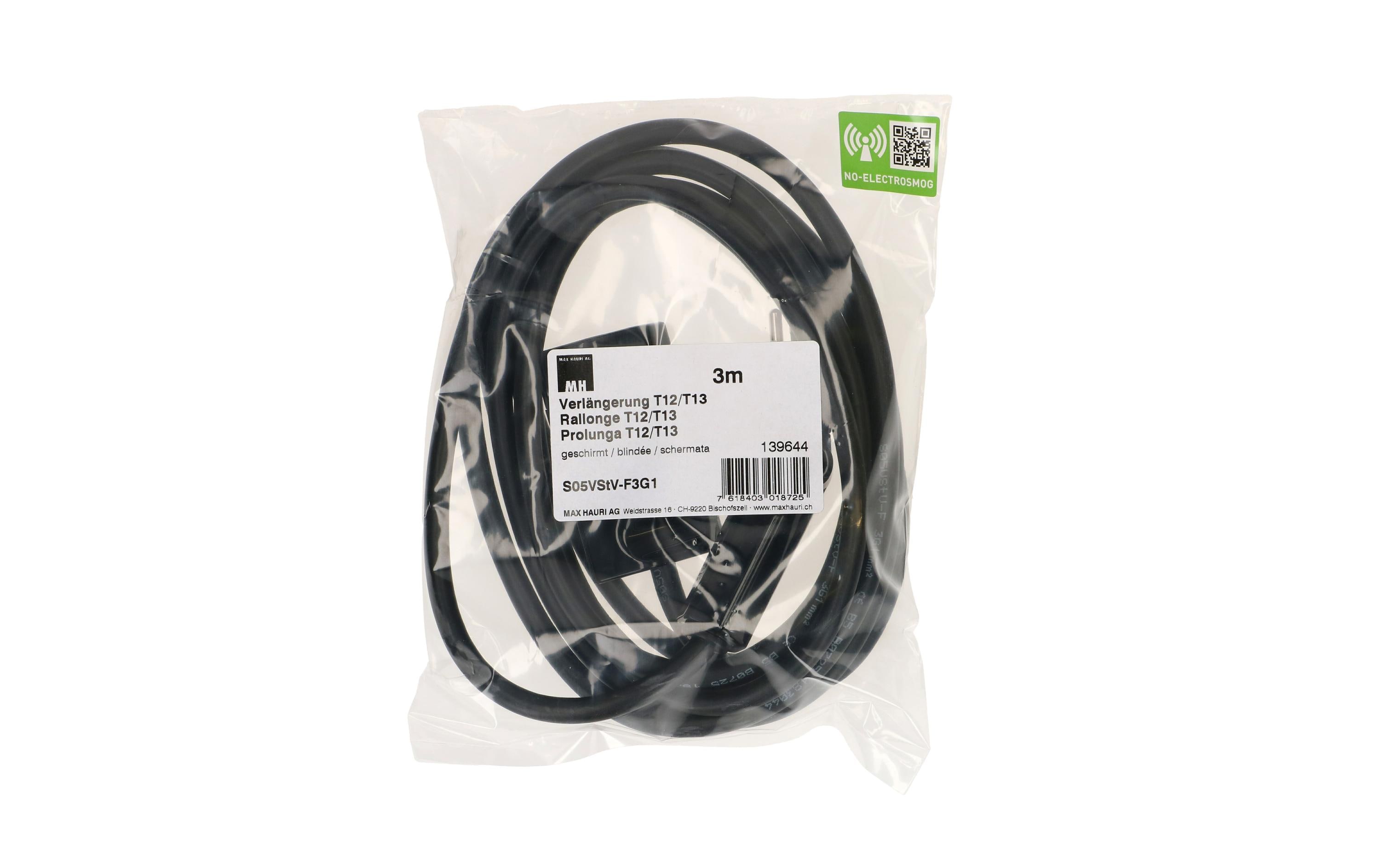Verlängerungskabel 3 m T13-T12 geschirmtClip-Clap Netzkabel, geschirmt