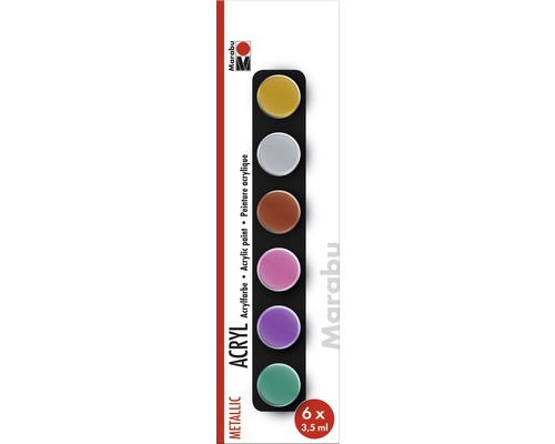 Marabu acrylverfset METALLIC, 6 x 3,5 ml