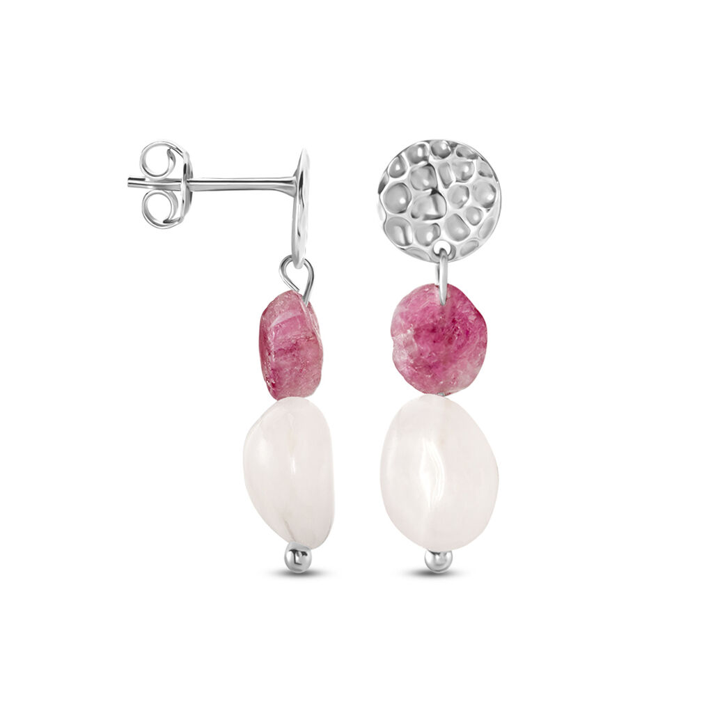 Boucles D'oreilles Pendantes Arcelia Argent Blanc Quartz Tourmaline