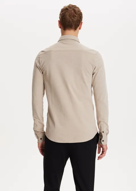 Overhemd pique stretch zand (ZND.MEL)