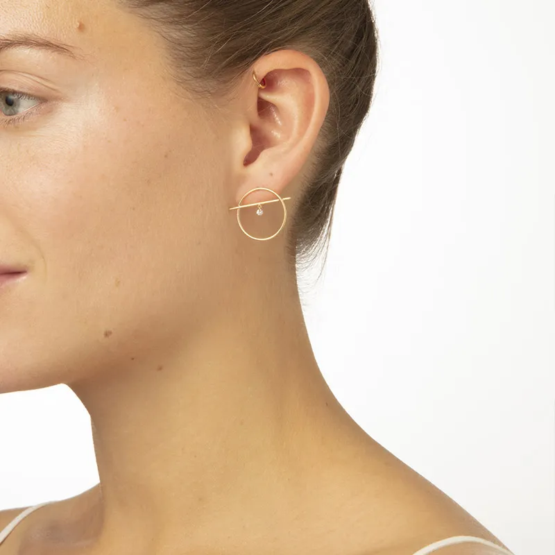 Boucles d'oreilles pendantes or et diamant Fibule XS Persée Paris