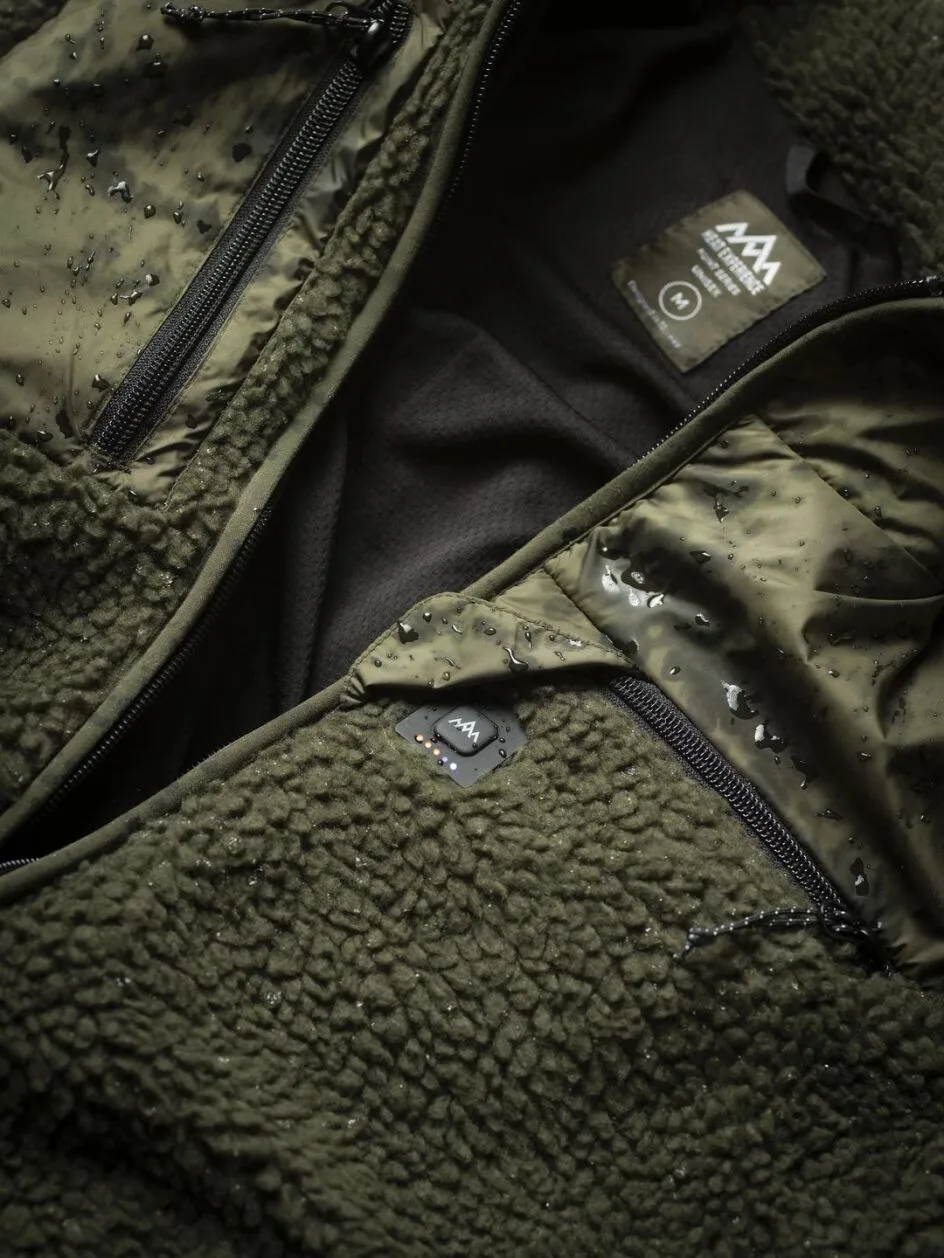 Heat Experience Unisex HeatX Heated Pile Fleece Olive Green