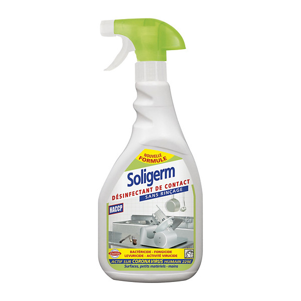 Désinfectant de contact HACCP mains et surfaces Solipro Soligerm 750 ml