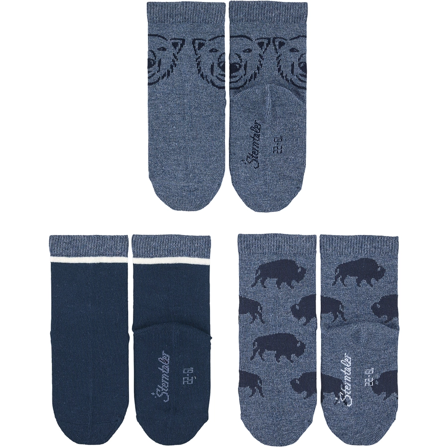 Sterntaler Baby-Söckchen 3er-Pack Bär tintenblau