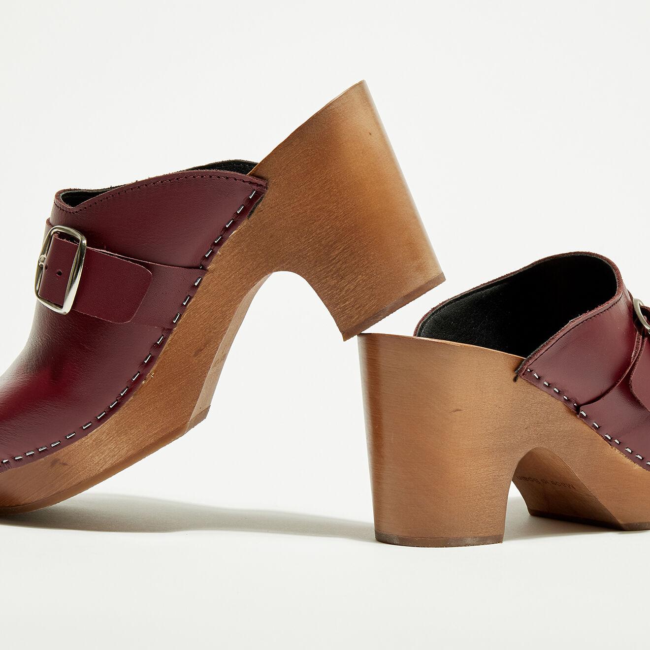 Apologie Studio Sabots en Cuir Olivia bordeaux - Talon 6.5 cm
