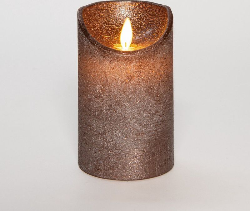 Anna's Collection Led kaars/stompkaars brons H12,5 x D7,5 wax bewegende vlam