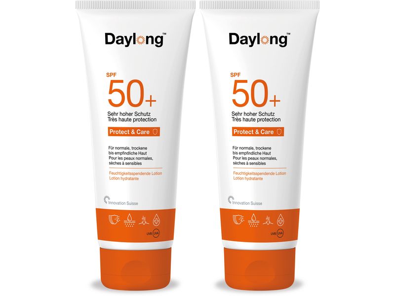 DAYLONG Sonnenlotion Protect and Care SPF 50  Duo 2x 200 ml Pflegende Sonnencrème für den Körper