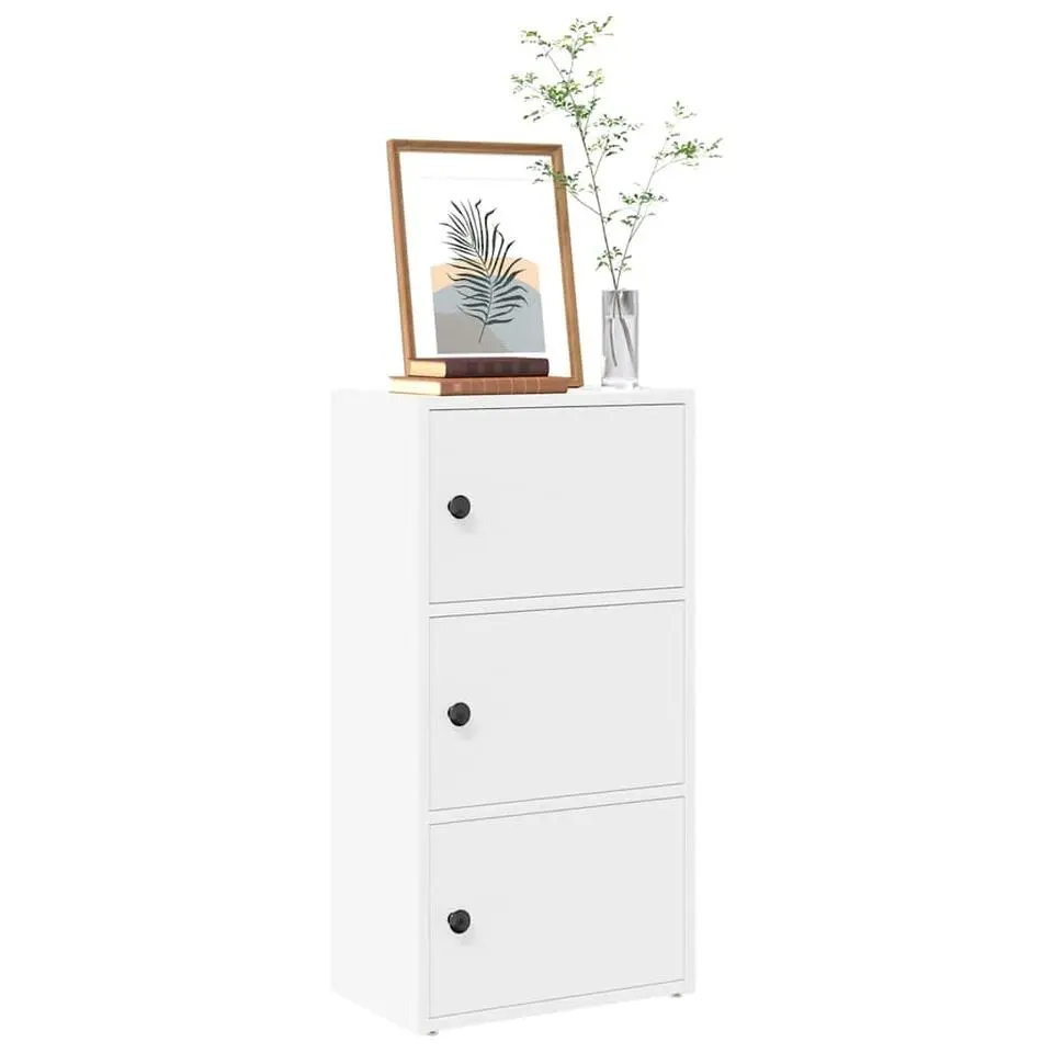 vidaXL - Boekenkast met 3 deuren voor woonkamers - Wit - Hout - 40x24x77 cm