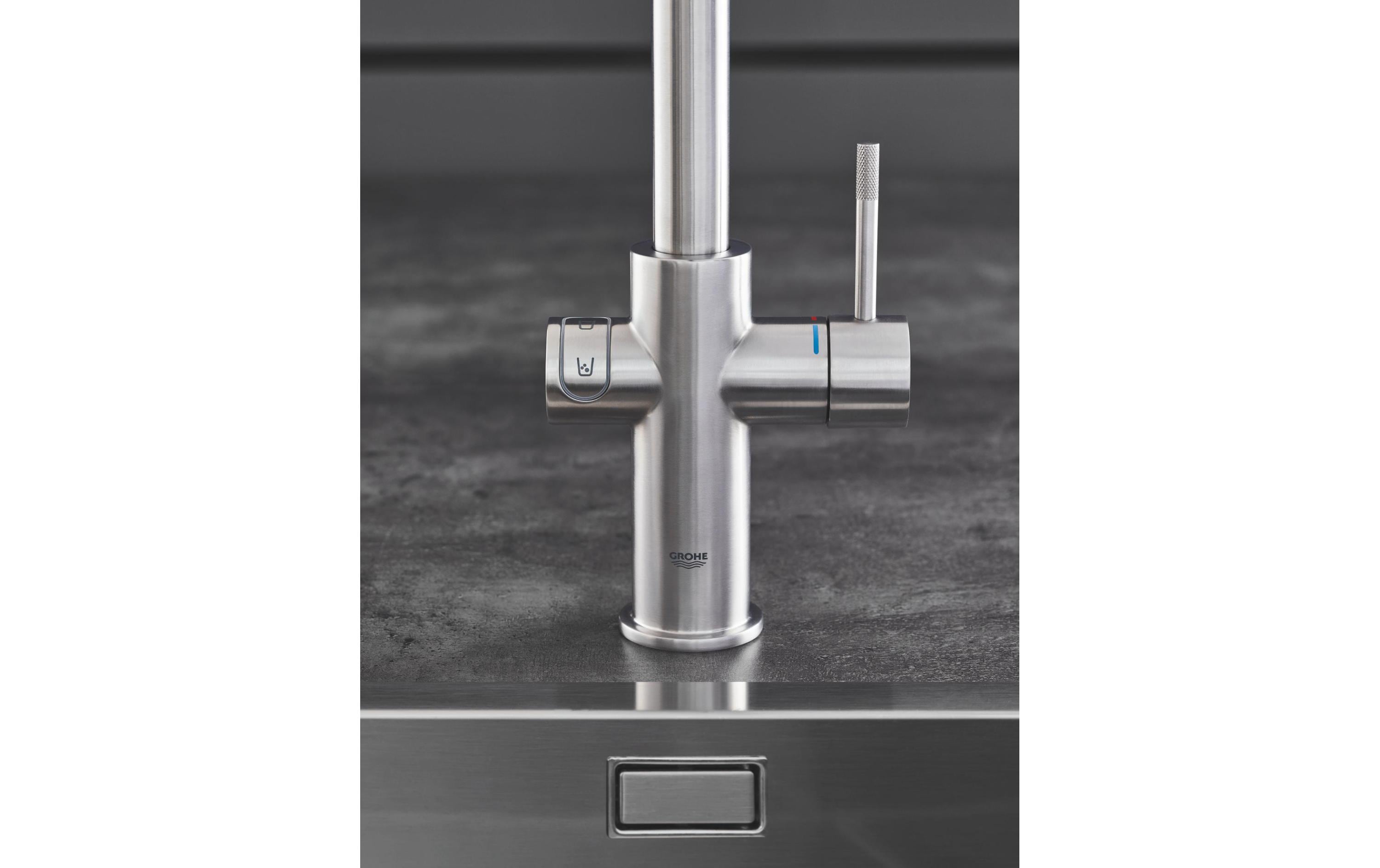 Küchenarmatur Blue Home L-Auslauf, Starter Kit, Supersteel<br>Die frischste Wasserquellen