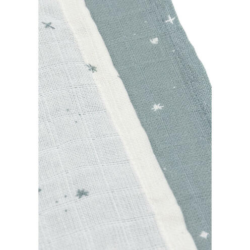 Lot de 3 langes en gaze de coton small 70x70cm Twinkling - Sea green - JOLLEIN