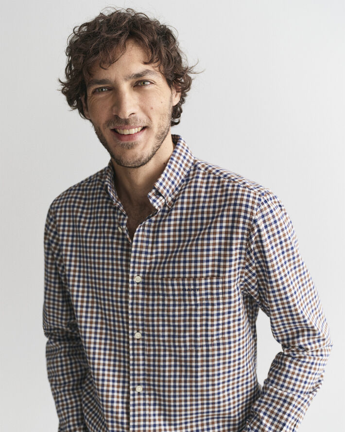 Gant REG LIGHT TWILL GINGHAM SHIRT Cacao