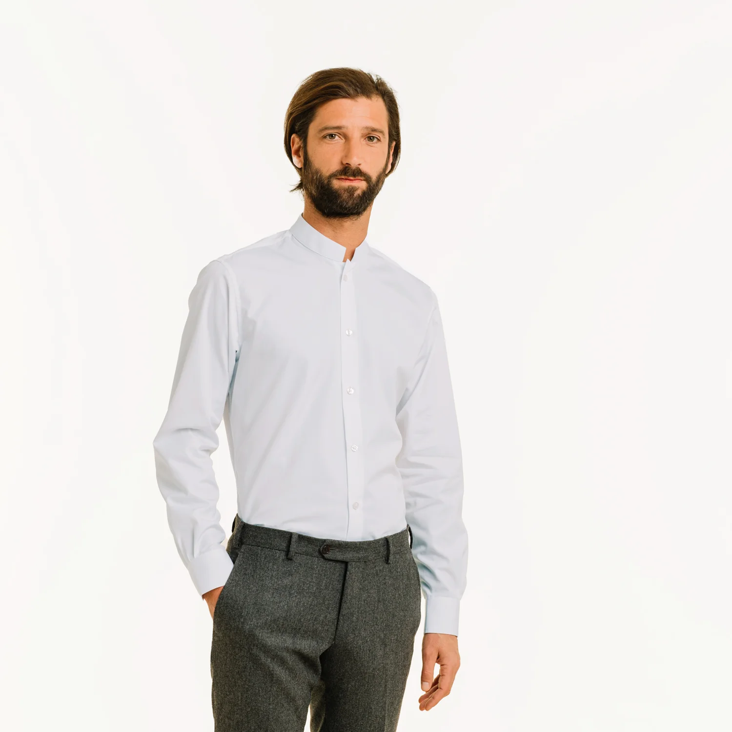 White double-twisted poplin shirt