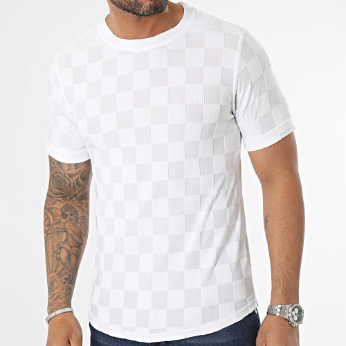 Tee Shirt Oversize A Carreaux Blanc