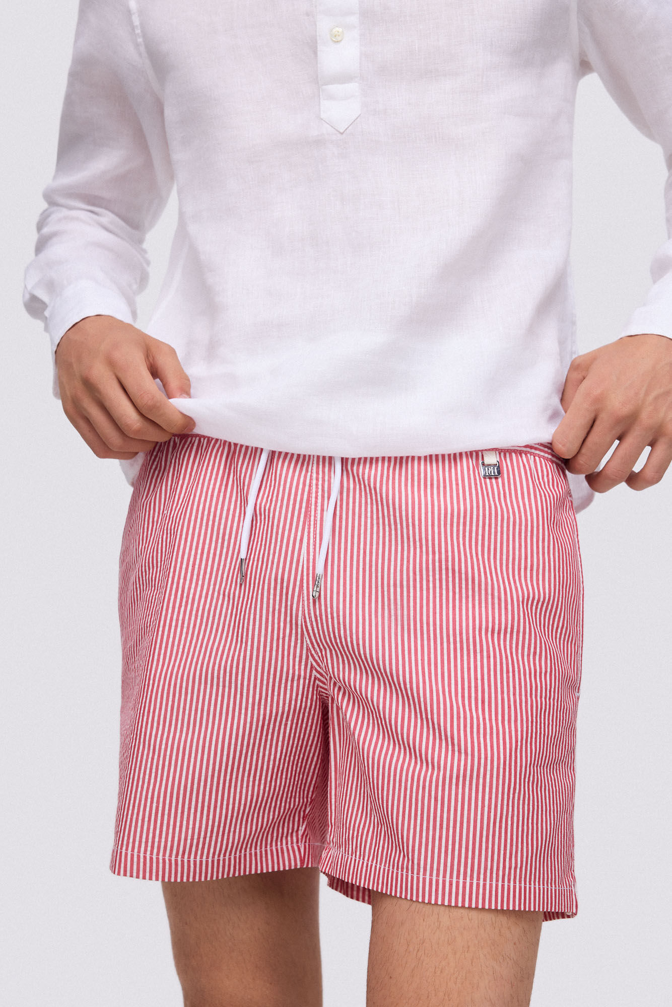 Maiô em tecido seersucker - Vermelho