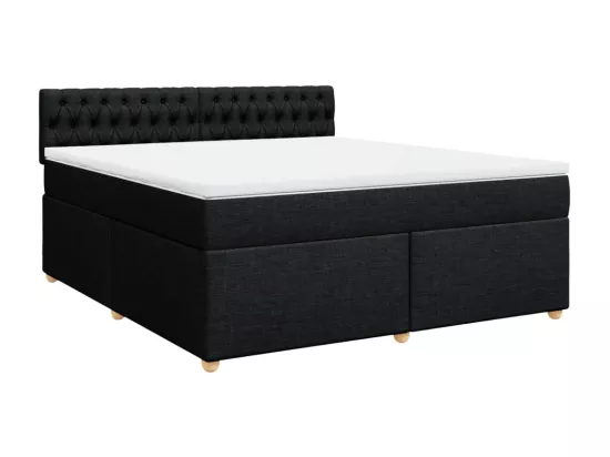 Sommier à lattes de lit avec matelas Noir 180x200 cm Tissu