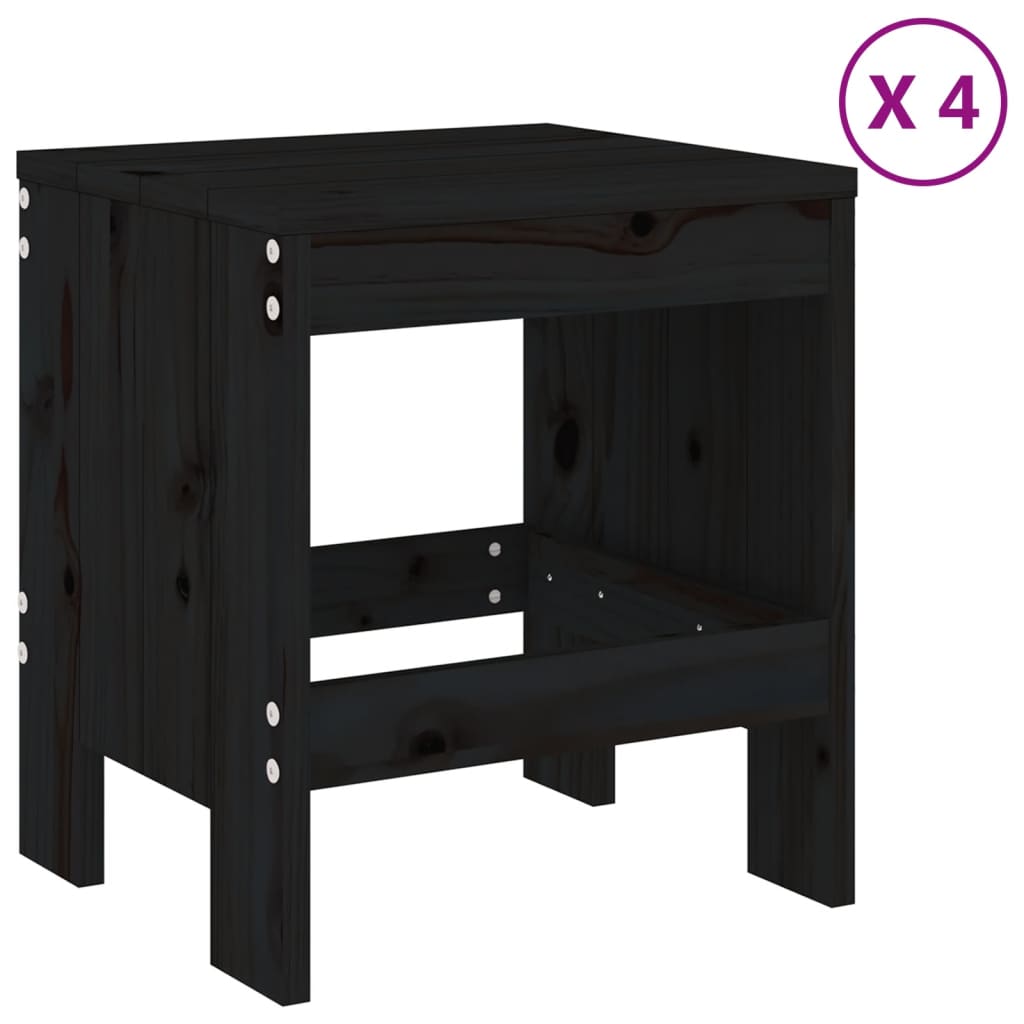 Ensemble à dîner de jardin 5 pcs noir bois massif de pin