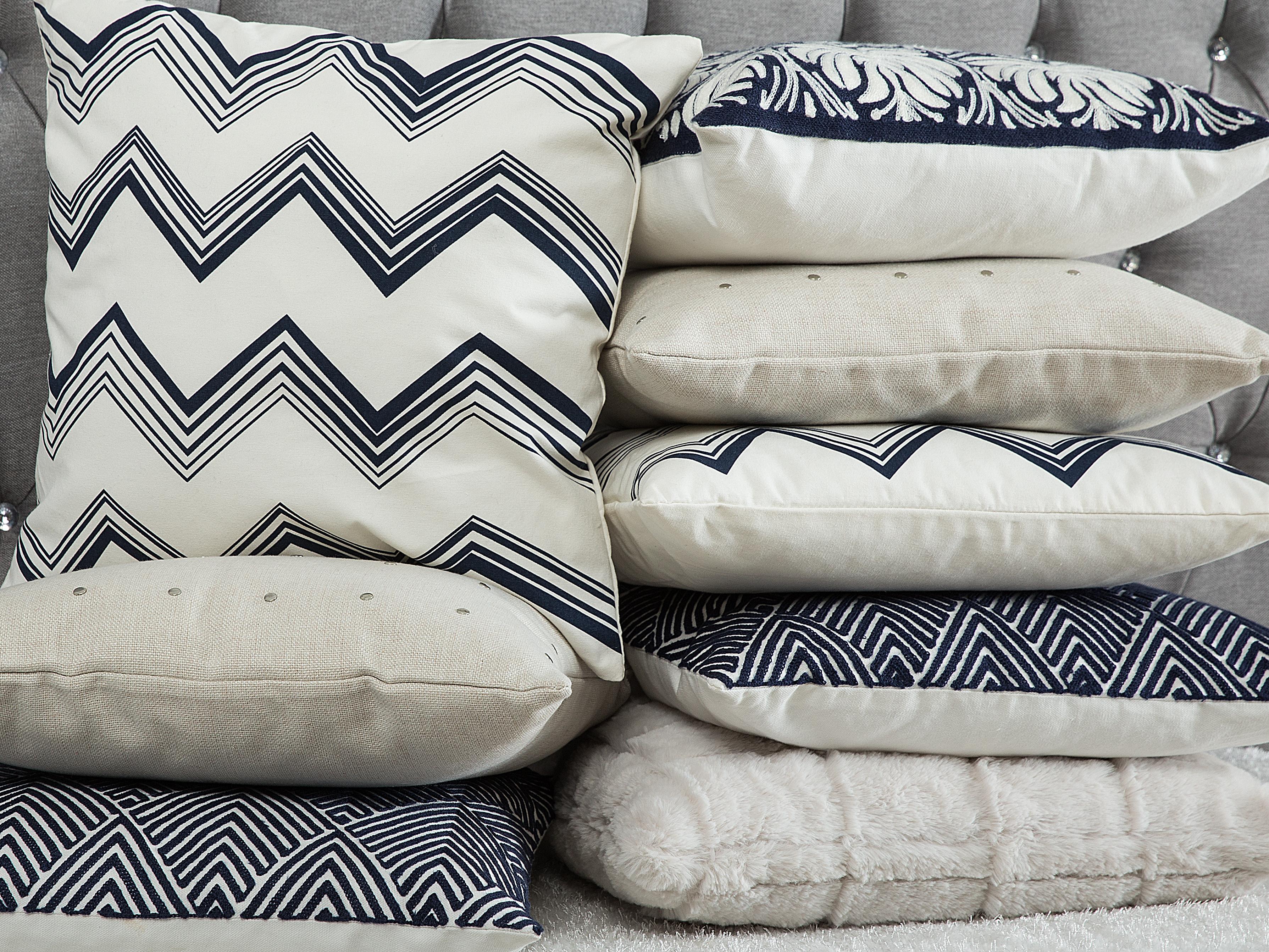 Set van 2 sierkussens NEMESIA Katoen 45 x 45 cm Donkerblauw ikat