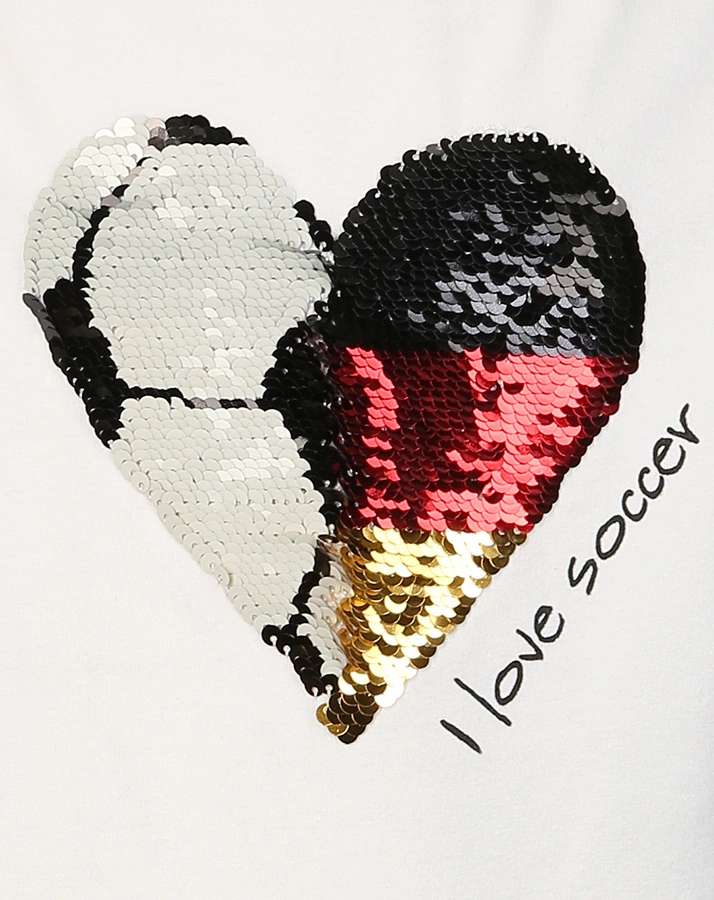 T-Shirt I LOVE SOCCER mit Wendepailletten in weiß