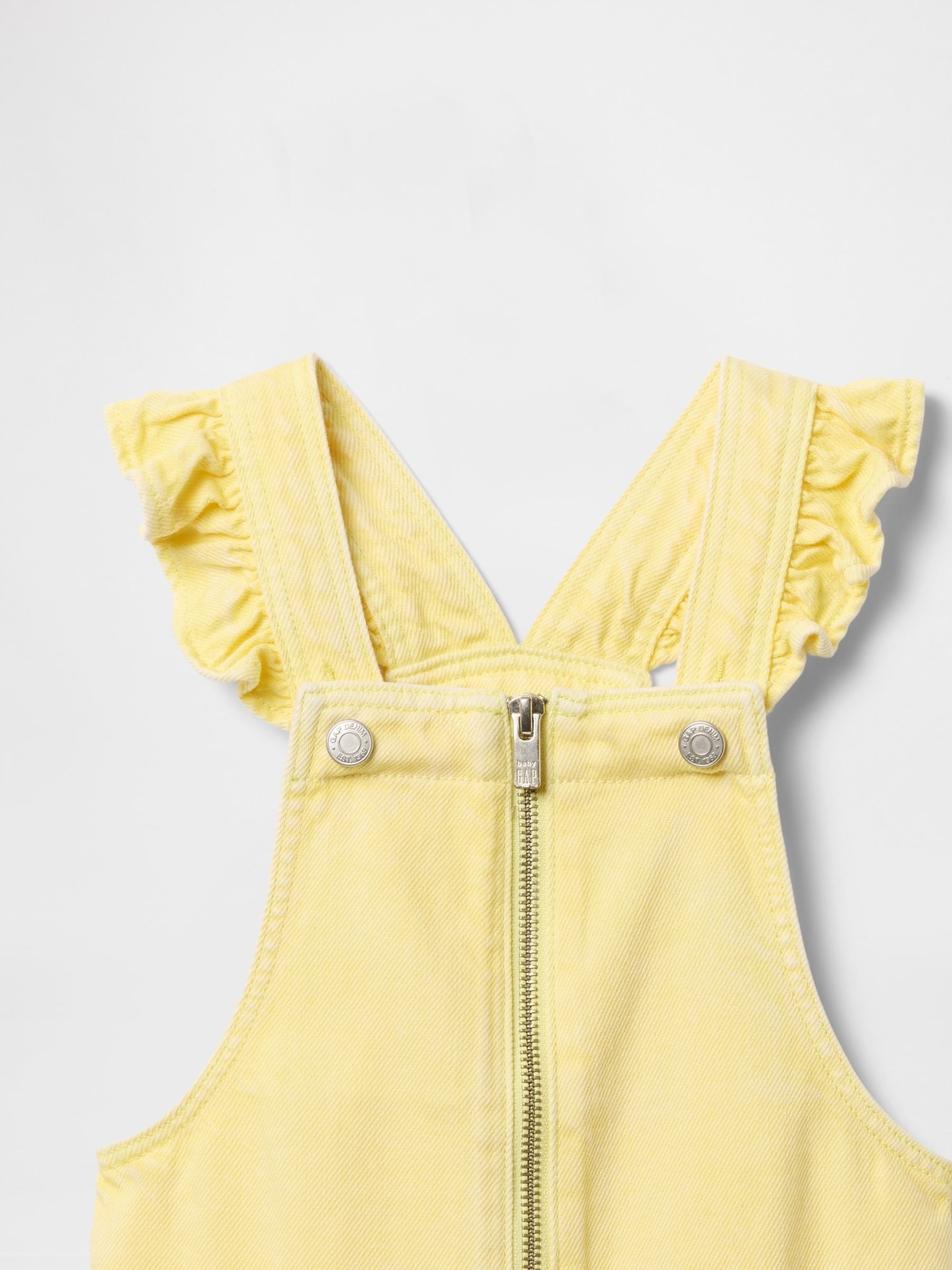 Gap ultrazachte denim bretelbroek met ruches (6 mnd - 5 jr)