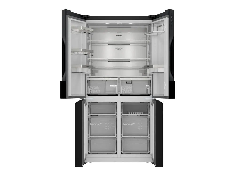Siemens KF96NAXEA - Køleskab/fryser - bund-fryser - bredde: 91 cm - dybde: 73.1 cm - højde: 183 cm - 605 liter - Klasse E - BlackSteel
