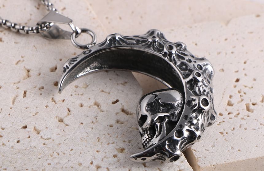 Prushia - Hanger / ketting / set van roestvrij staal met schedel en halve maan