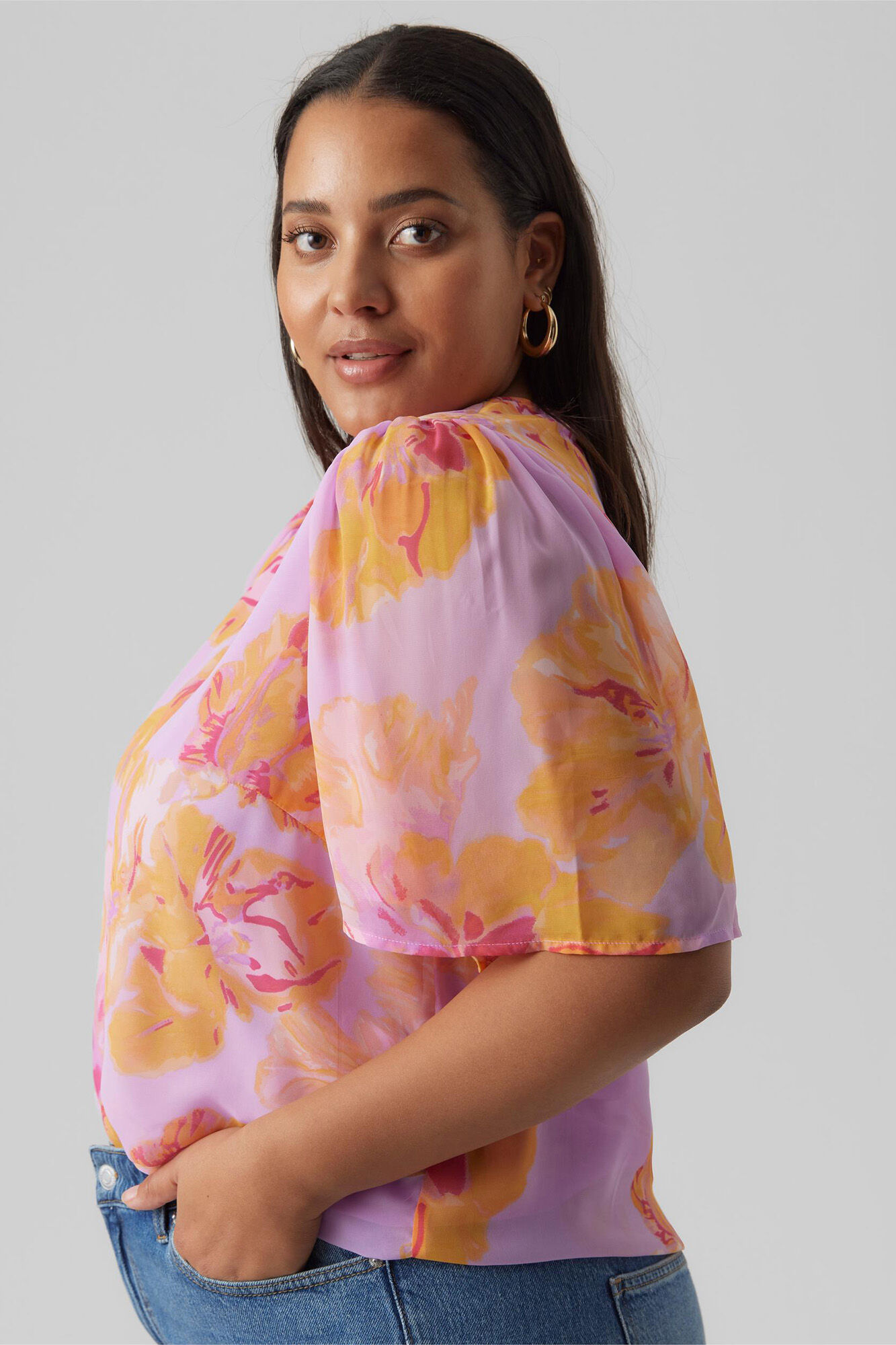 Blusa Curve de manga curta - Lilás