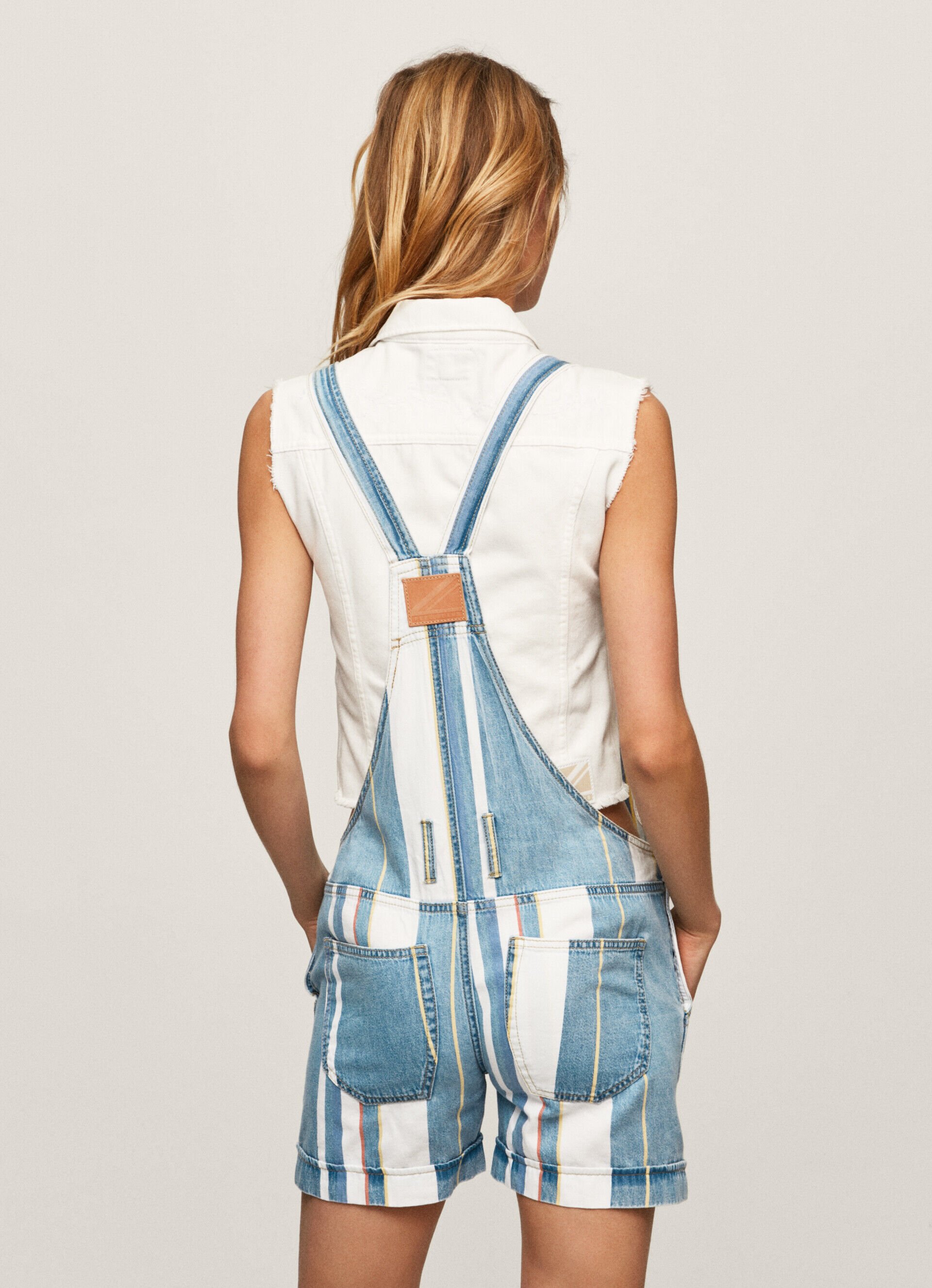 MACACÃO CURTO DE ALGODÃO JEANS - jeans