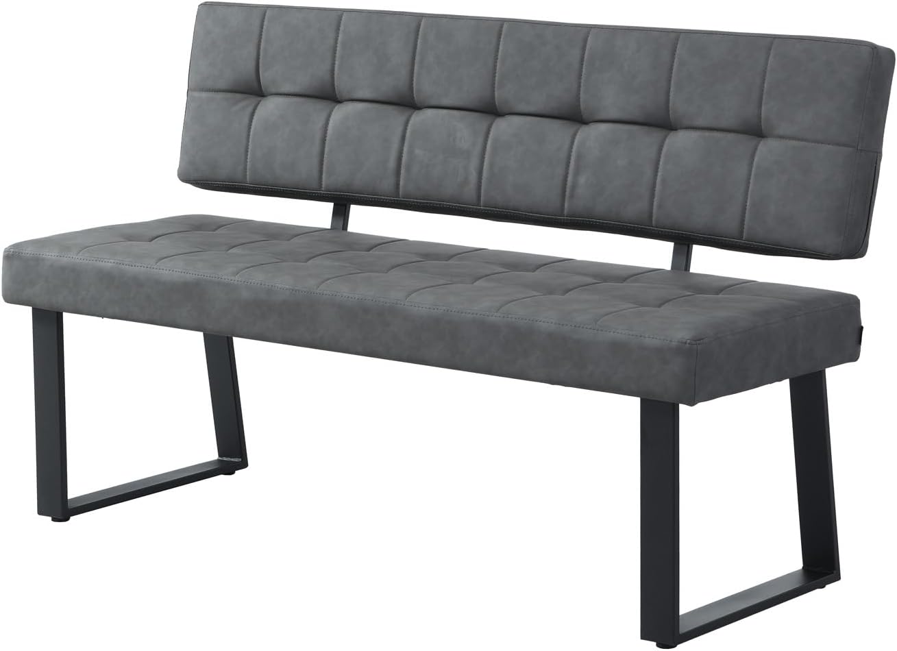B&D home Sitzbank Sigfrid - Eckbank Esszimmer Mit Lehne, Sitzbank Flur, Pflegeleichter Bezug aus Kunstleder in Dunkel Grau, Kaltschaum-Polsterung, Für Esszimmer, Küche & Flur, 140 cm