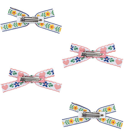 Konges Sløjd Haarspange - 4er-Pack - Mini Bow - White/Rose