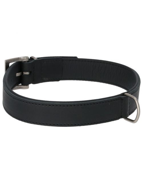 Adori Halsband Vetleder Gevoerd Zwart&Zwart - Hondenhalsband
