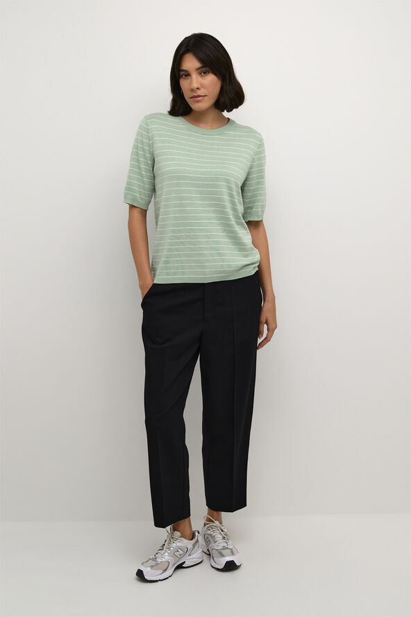 Kaffe KAlizza Striped Knit Granitegreen/turtledove stripe