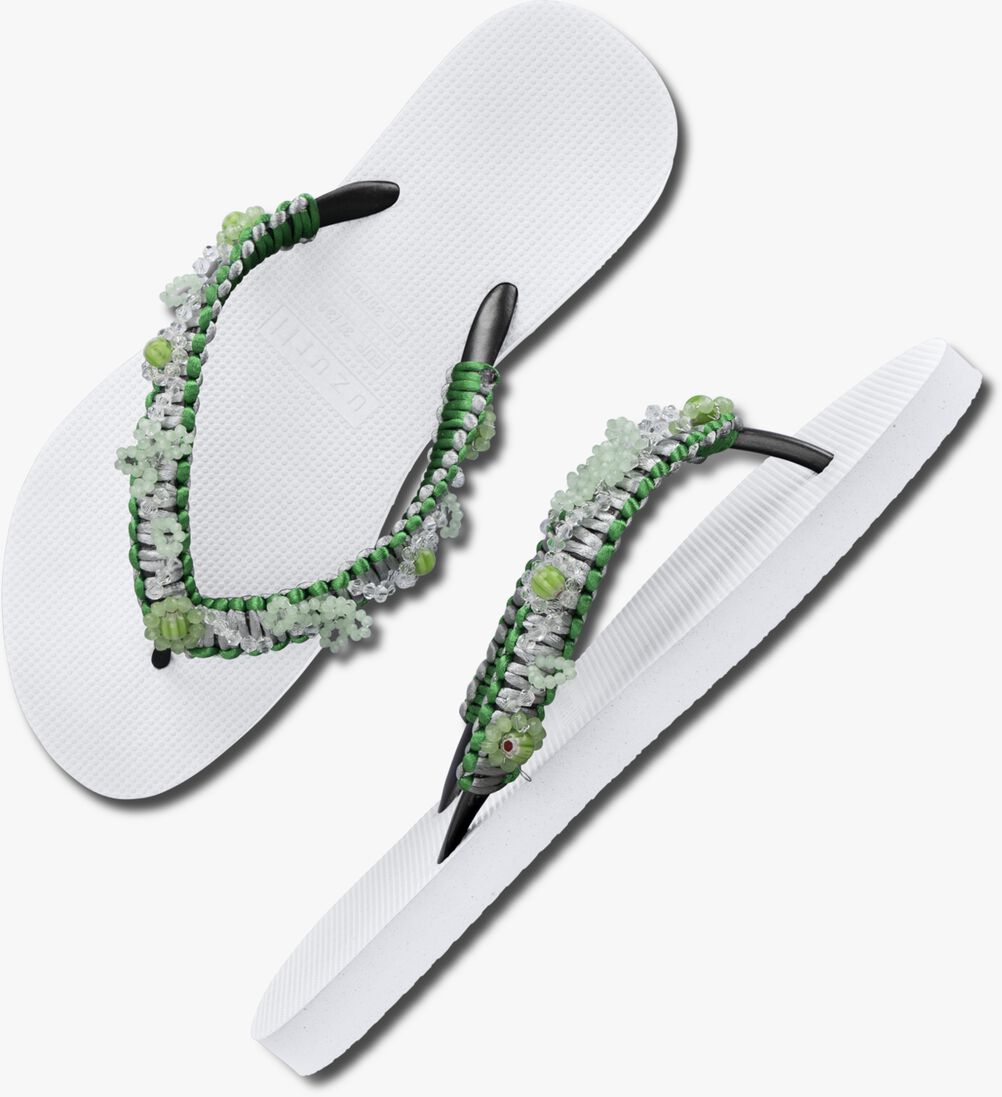 UZURII witte uzurii teenslippers macrame green blossom