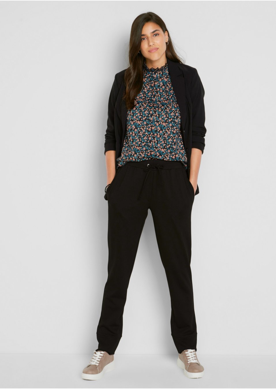 Pantalon extensible Punto di Roma avec détails zips