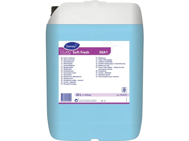 Tøjvask Skyllemiddel Clax Soft Fresh 50A1 med Farve/Parfume 20 ltr Blå,20 ltr/dnk