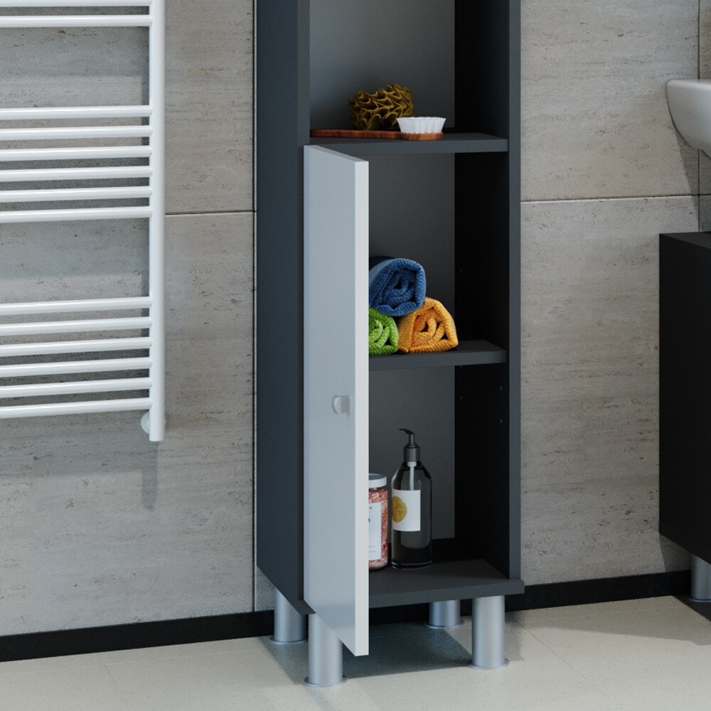VICCO Badschrank Fynn 190 x 30 cm Anthrazit - Badezimmerschrank Hochschrank Schrank Regal Badregal