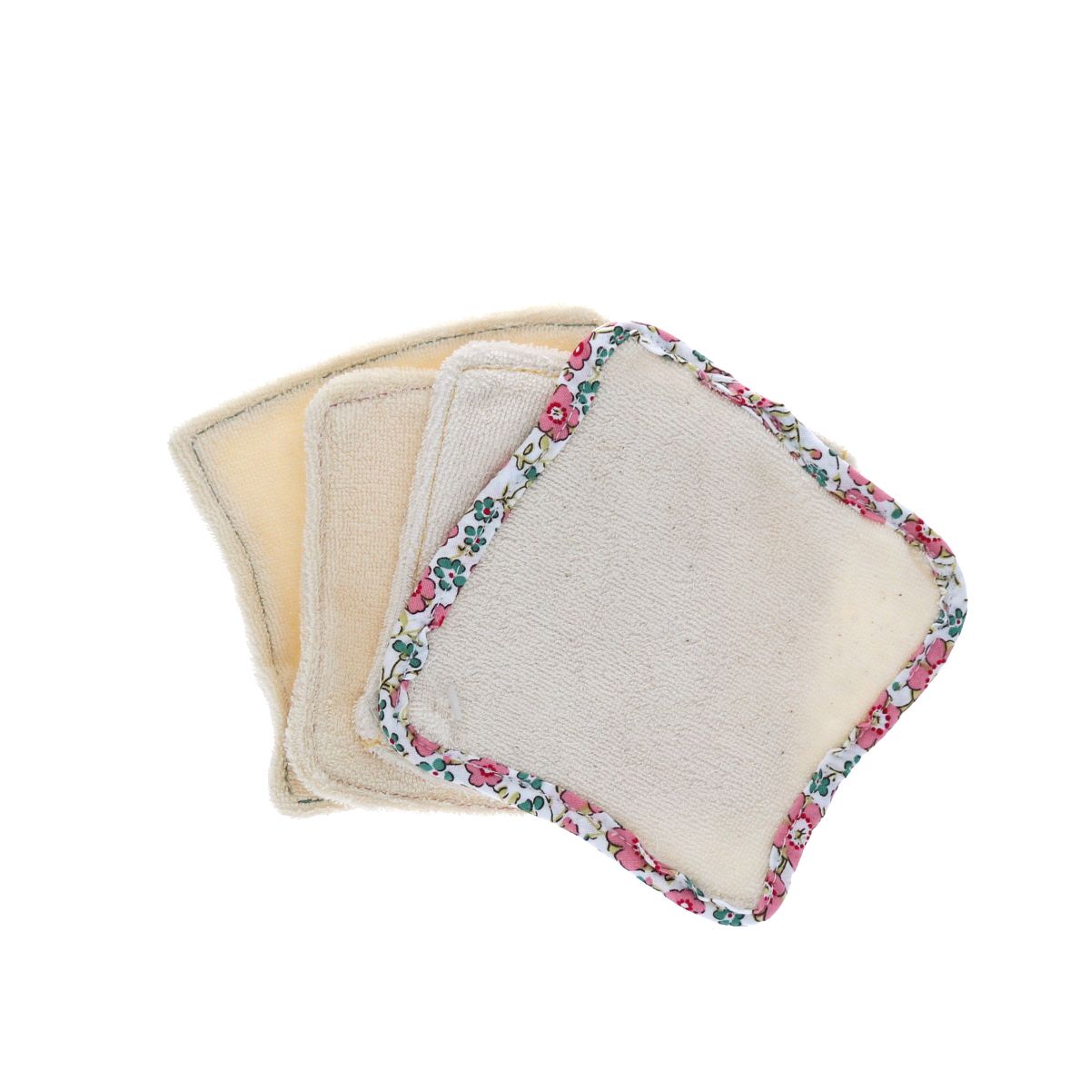 Lot de 4 lingettes lavables en éponge - Bouquet Mahaut Jolie saison