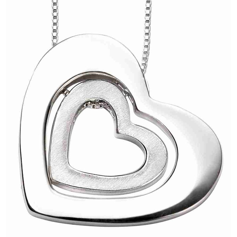 Collier double coeur en argent 925/1000
