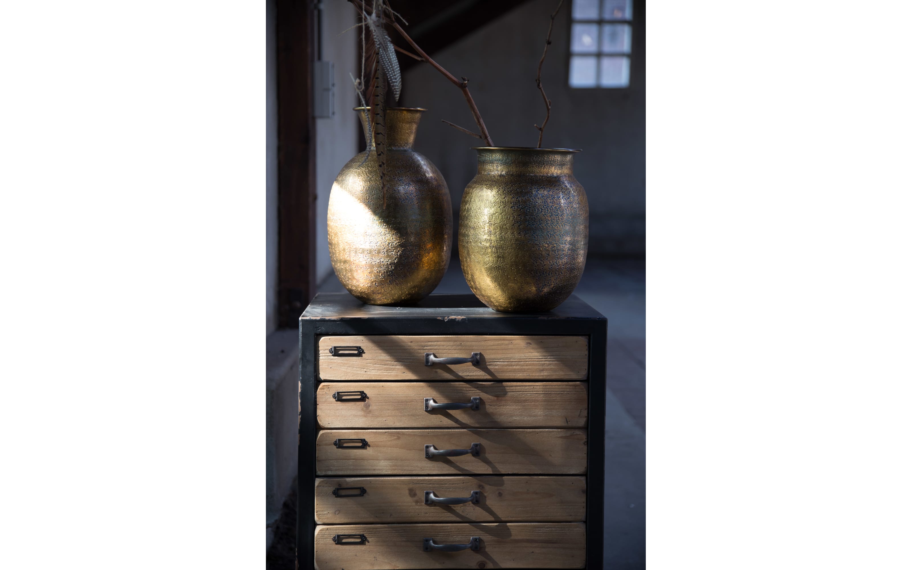Vase Bahir aus Aluminium in gold, 40 cm