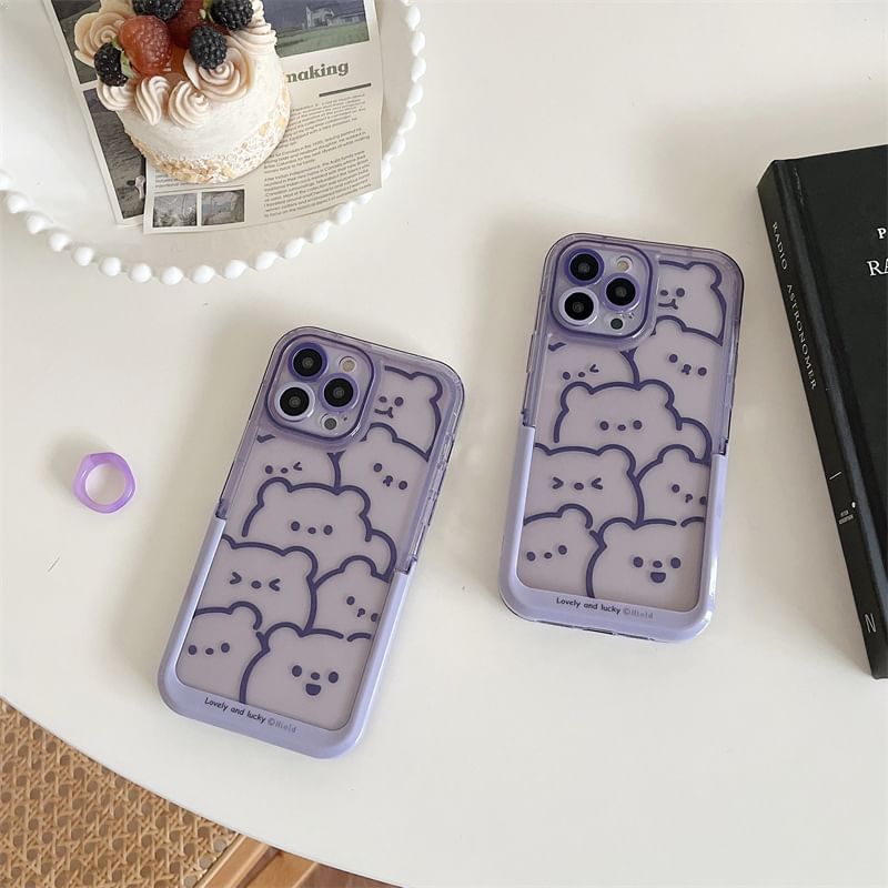 Surono - Bear Stand telefoonhoesje - iPhone 15 Pro Max / 15 Pro / 15 Plus / 15 / 14 Pro Max / 14 Pro / 14 Plus / 14 / 13 Pro Max / 13 Pro / 13 / 13 mini / 12 Pro Max / 12 Pro / 12 / 12 mini / 11 Pro Max / 11 Pro / 11