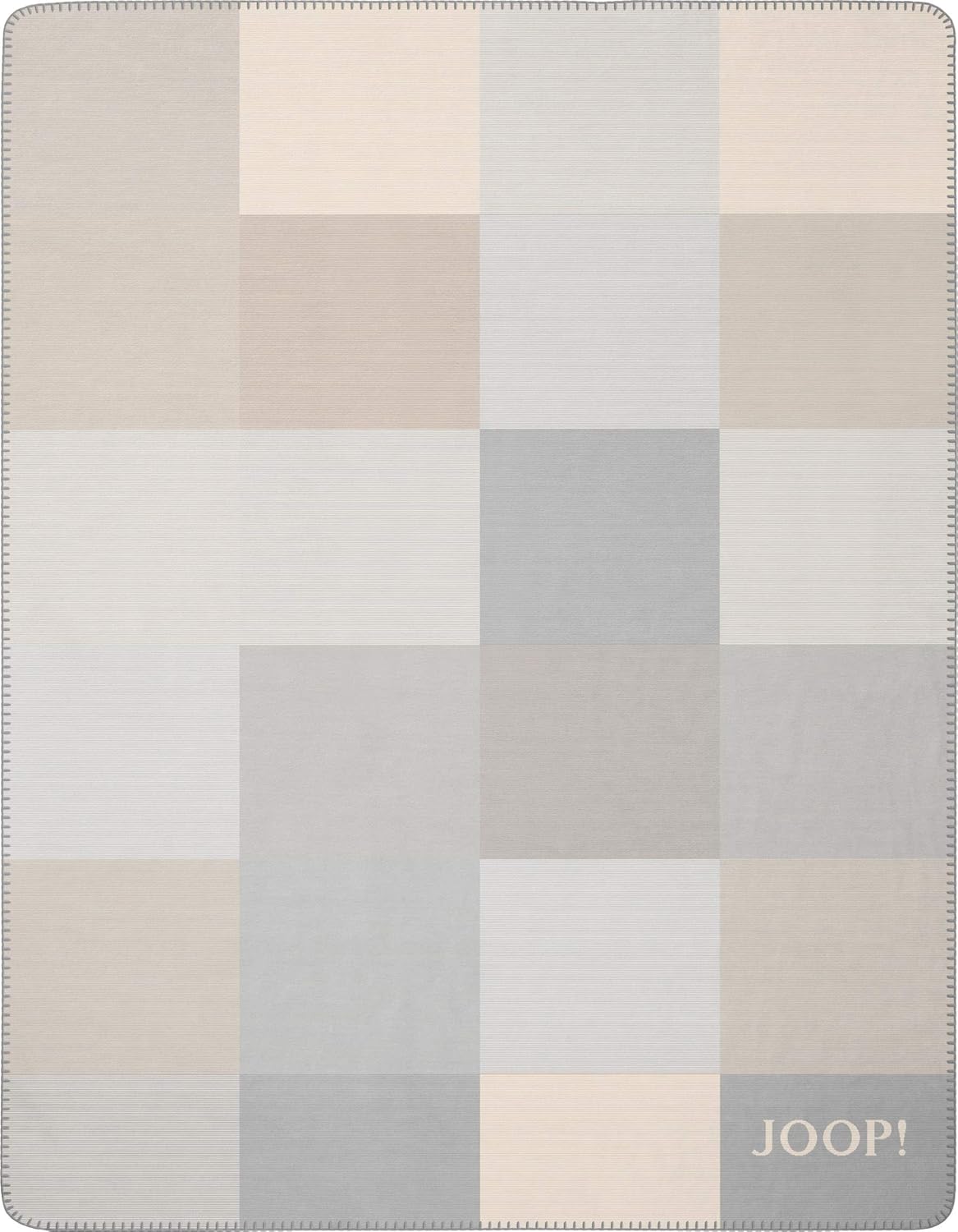 Joop!® Mosaic Kuscheldecke I samt-weiche Wohn-Decke in Sand-Rauch I Sofadecke aus Baumwollmischgewebe | Tagesdecke 150x200cm | nachhaltig produziert in Deutschland I Öko-Tex Standard 100