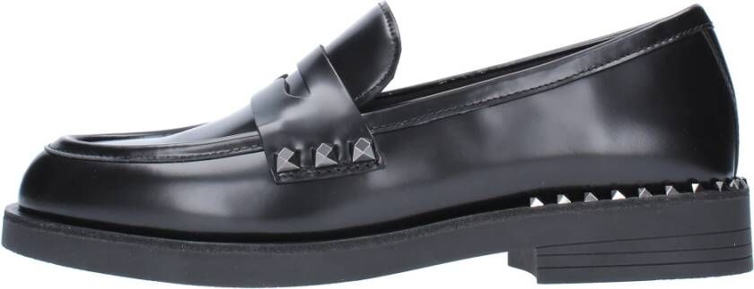 Ash Zwarte platte schoenen met Rockstud-versiering Black Dames