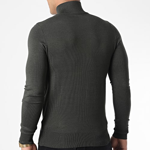 Pull Col Zippé J666 Vert Kaki