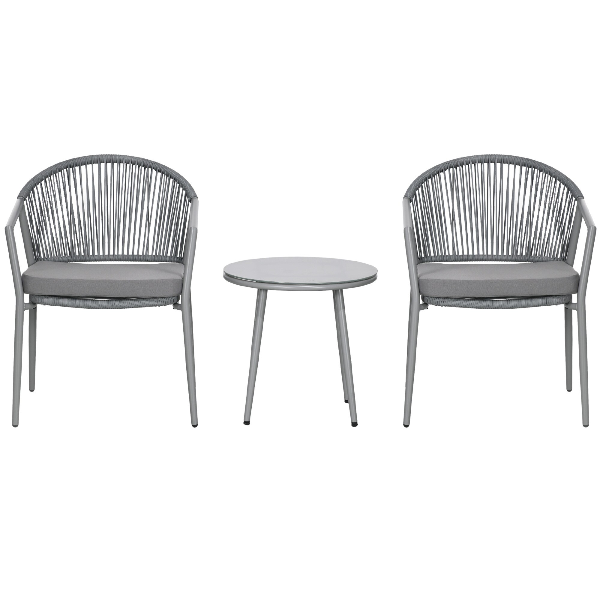 Outsunny Bistroset mit Sitzkissen grau 58L x 62B x 78H cm