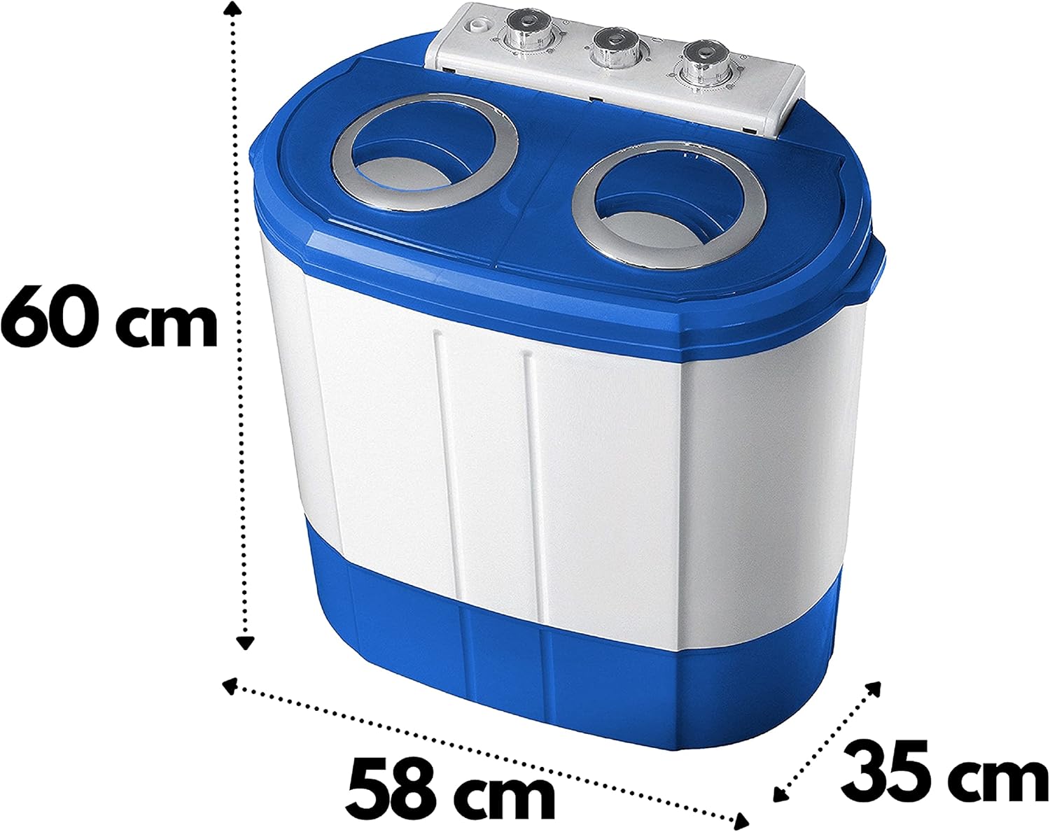 Steinborg Mini Waschmaschine mit Schleuder | 2 Kammern | Waschautomat bis 3 KG | Schleuderkammer bis 1 Kg | Reisewaschmaschine | Miniwaschmaschine | Camping Mobile Toploader, Grau/ Weiß