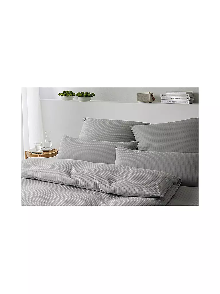 ELEGANTE Jersey Bettwäsche SOLID STRIPE 140/200CM Graphit  grau