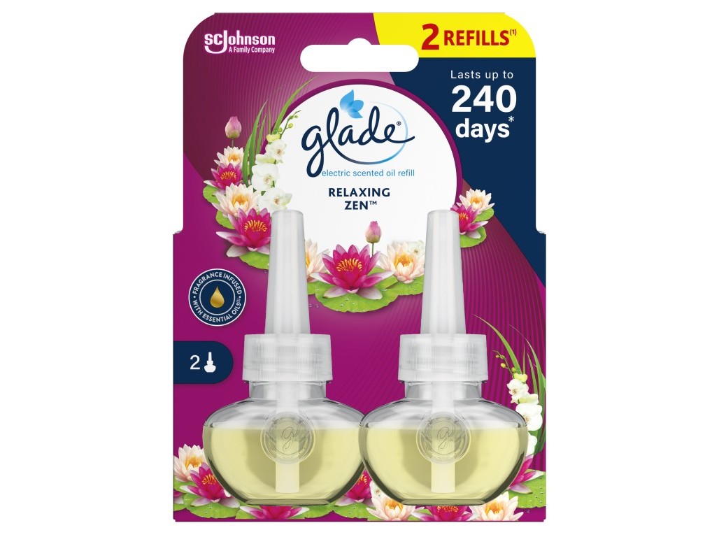 AMBIENTADOR GLADE ELÉCTRICO RECARGA DUPLA RELAXING ZEN 2X20ML