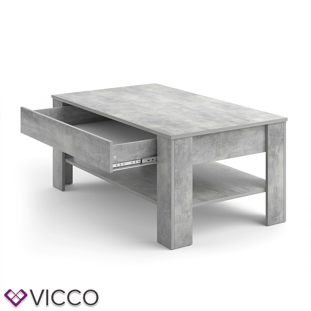 Vicco Couchtisch mit Schublade Beistelltisch Kaffeetisch 100 x 60 cmBeton